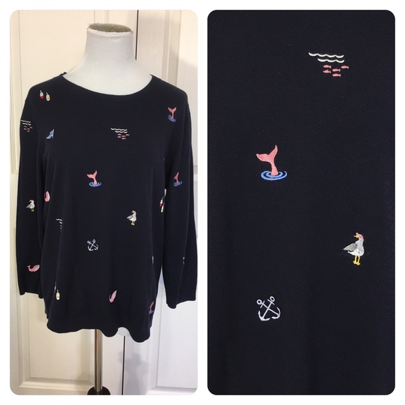Talbots Sweaters - Talbots embroidered nautical sweater